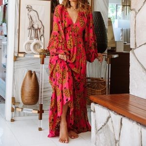 Farm Rio Pink Banana Maxi Dress